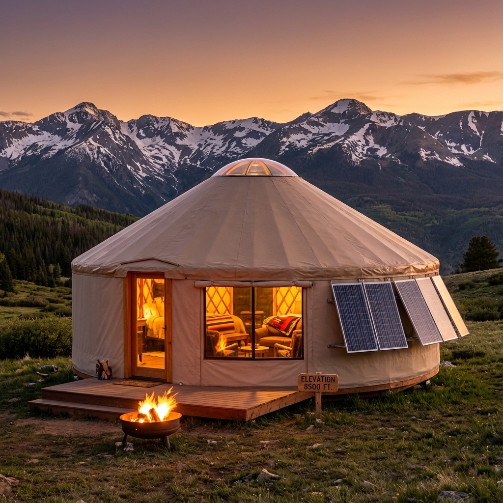 Luxury yurt in Rocky Mountains